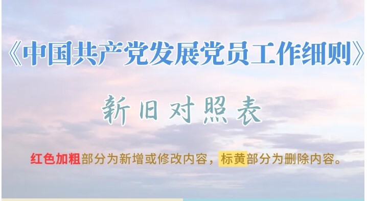 《中国共产党发展党员工作细则》新旧对照表